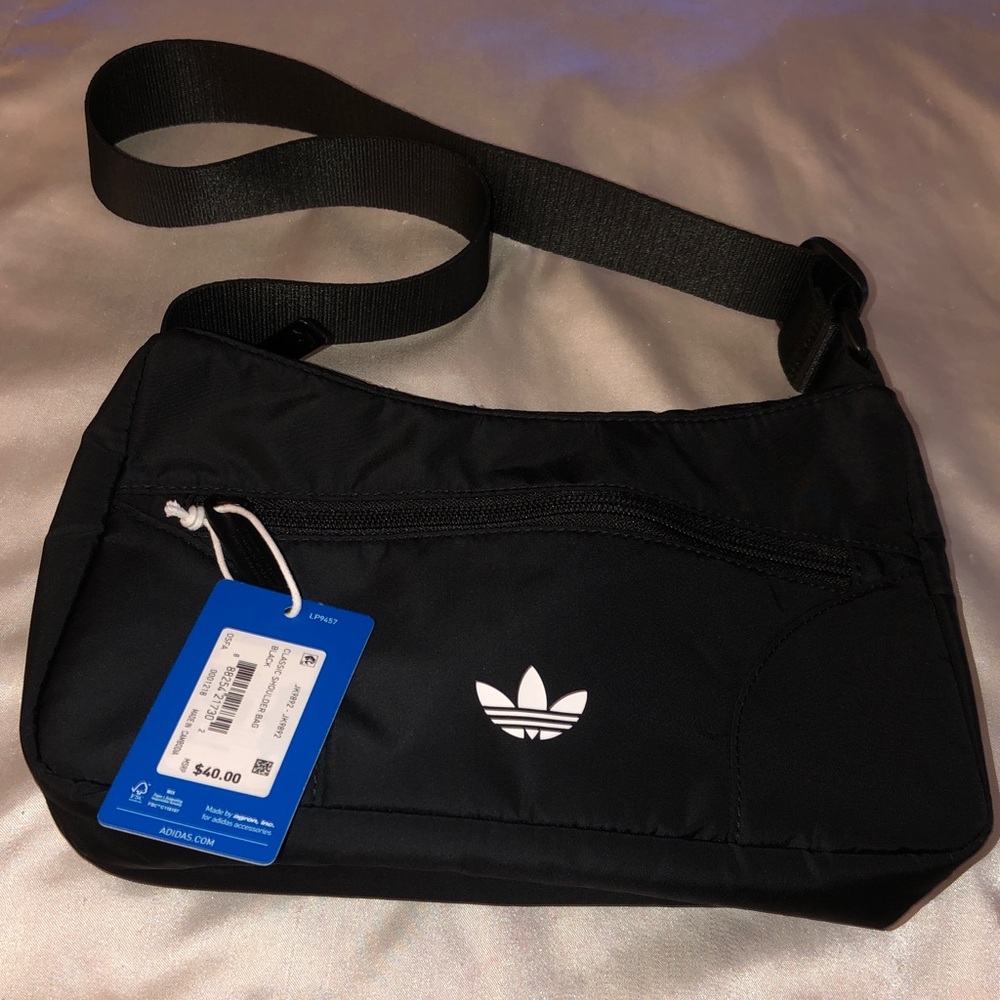Adidas Originals Classic Nylon Shoulder Bag Black & White NWT
